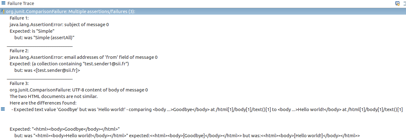 tests assertall junit trace